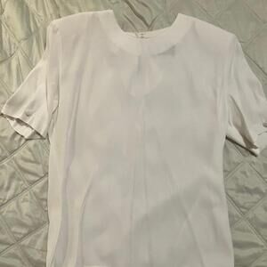 White MADE IN USA! Size 10 Vintage Blouse Shoulder Pads 90s Rayon R.J. Stevens